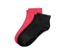 Deux paires de chaussettes de yoga, une paire noire et une paire rose vif, sont posées l'une sur l'autre.