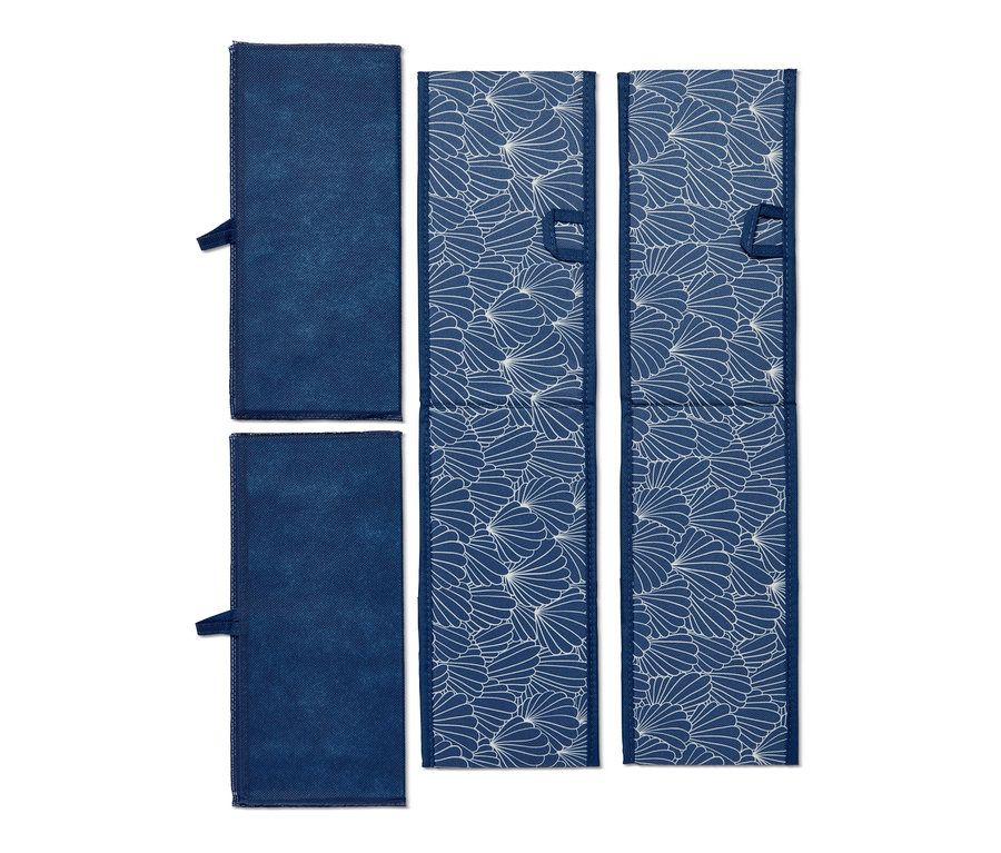 Deux grandsRangez boîtes de tiroir, un bleu et un bleu avec motif.