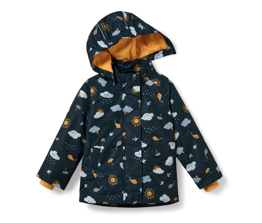 Veste de pluie thermique pour tout petit bleu foncé avec imprimé intégral.