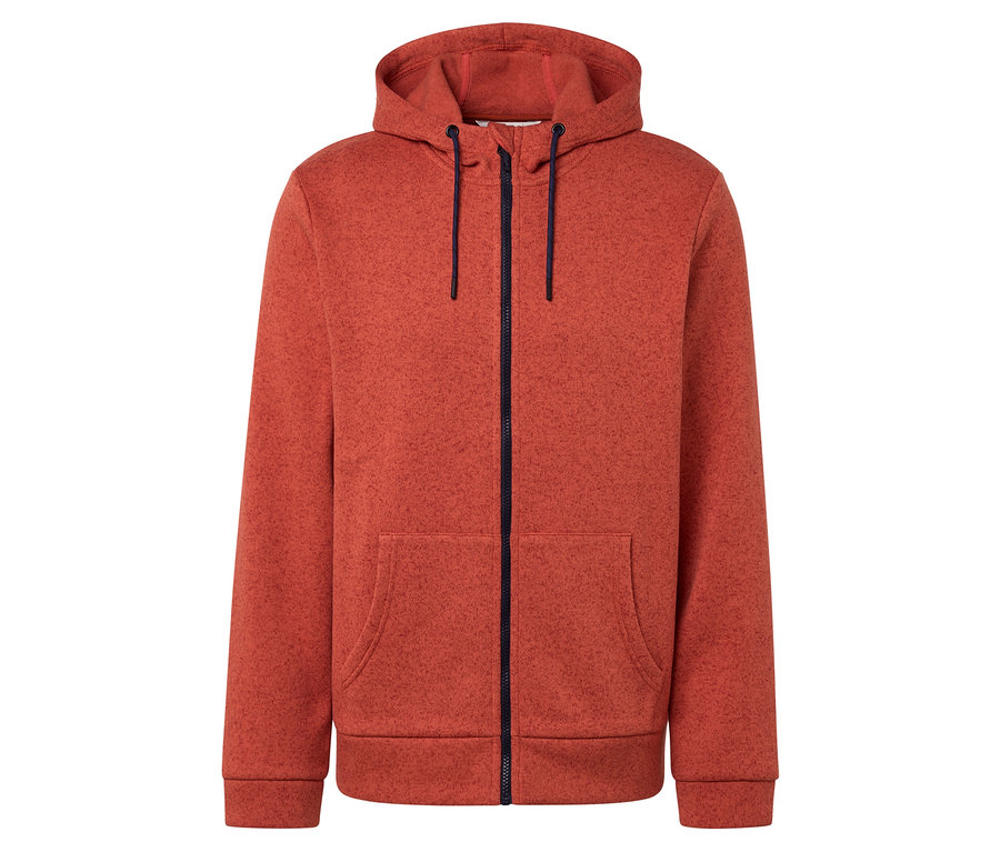 Sweat à capuche orange avec fermeture éclair intégrale.