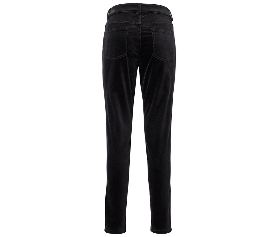 Vue arrière d'un pantalon en velours côtelé noir.