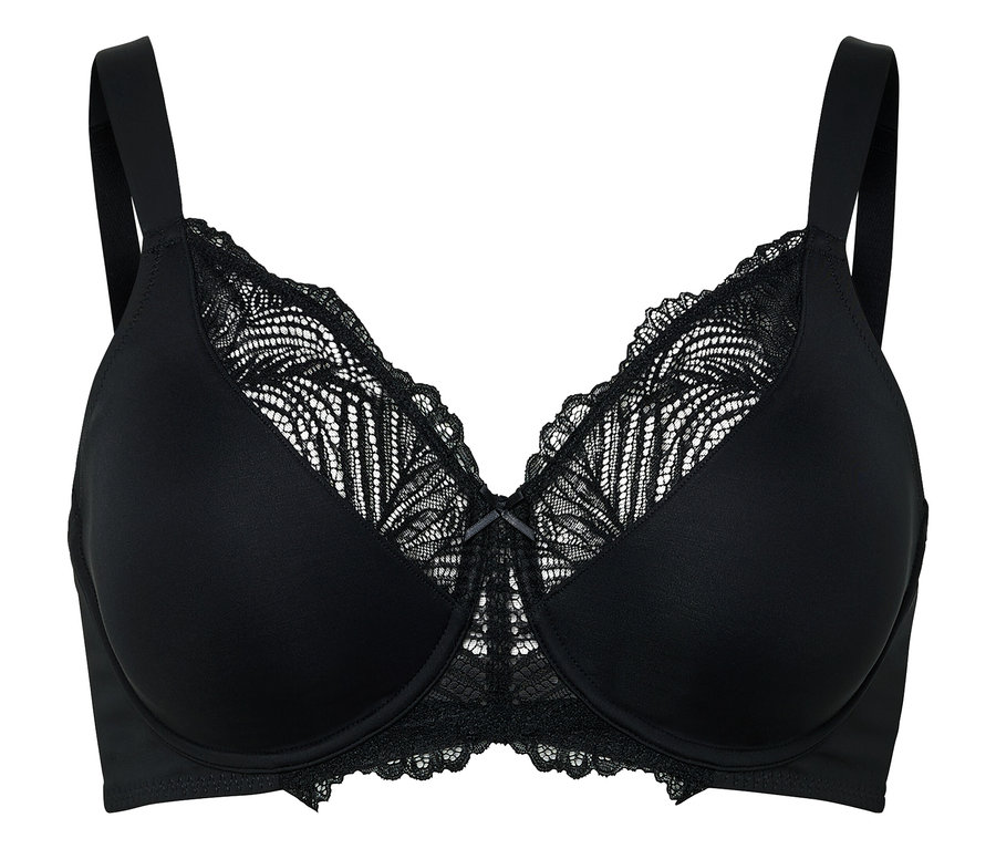 Soutien-gorge noir avec bordure en dentelle sur les bonnets.