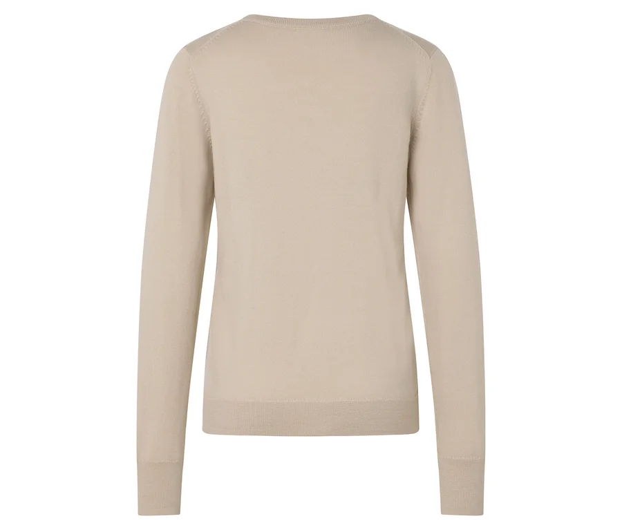 Pull beige à manches longues vu de dos.