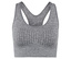 Un soutien-gorge de sport gris sur fond blanc.
