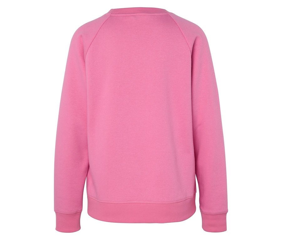 Détail du dos d'un sweat-shirt rose à manches longues.
