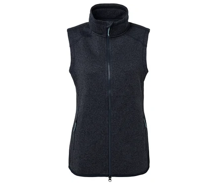 Veste en polaire bleu foncé avec col montant et fermeture éclair sur le devant.