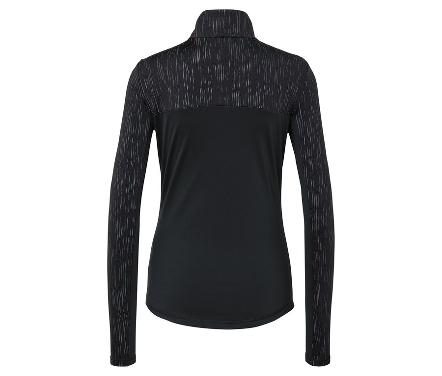 Vue détaillée d'une veste de sport noire et grise à manches longues.
