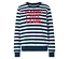 Pull rayé avec l'inscription rouge "Paris Cafe Club".