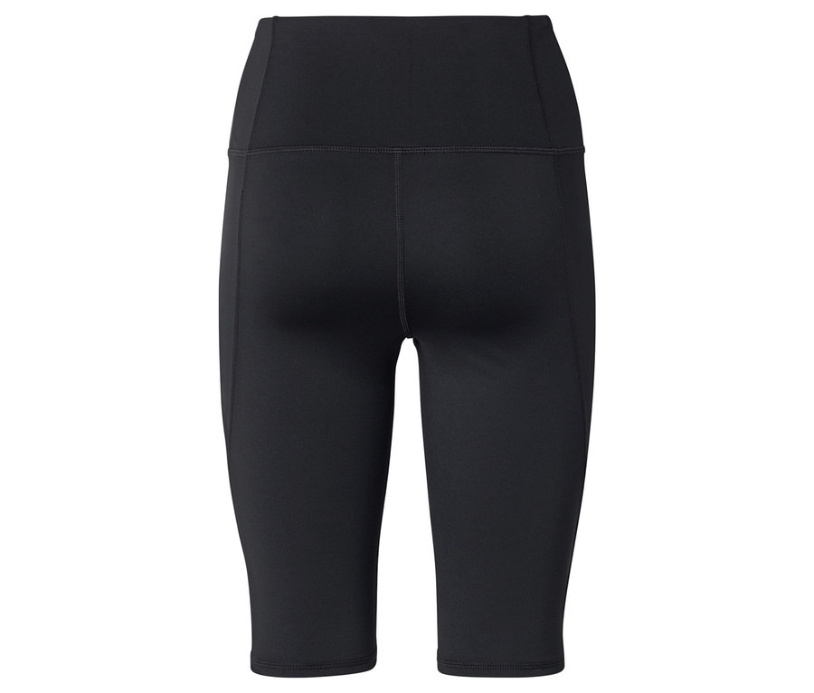 Vue arrière d'un short de sport noir moulant.