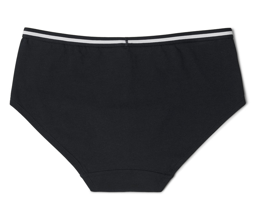 Culotte noire pour femme avec une bande blanche.