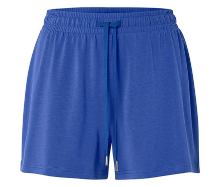 Shorts bleus avec cordon de serrage.