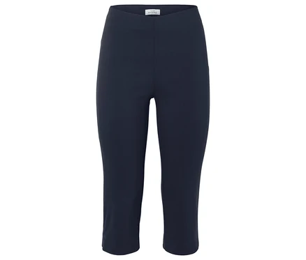 Pantalon Capri bleu marine sur fond blanc.