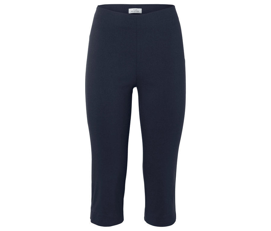 Pantalon Capri bleu marine sur fond blanc.