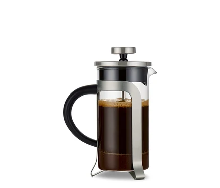 Cafetière à piston argentée de 300 ml pour 2 tasses.