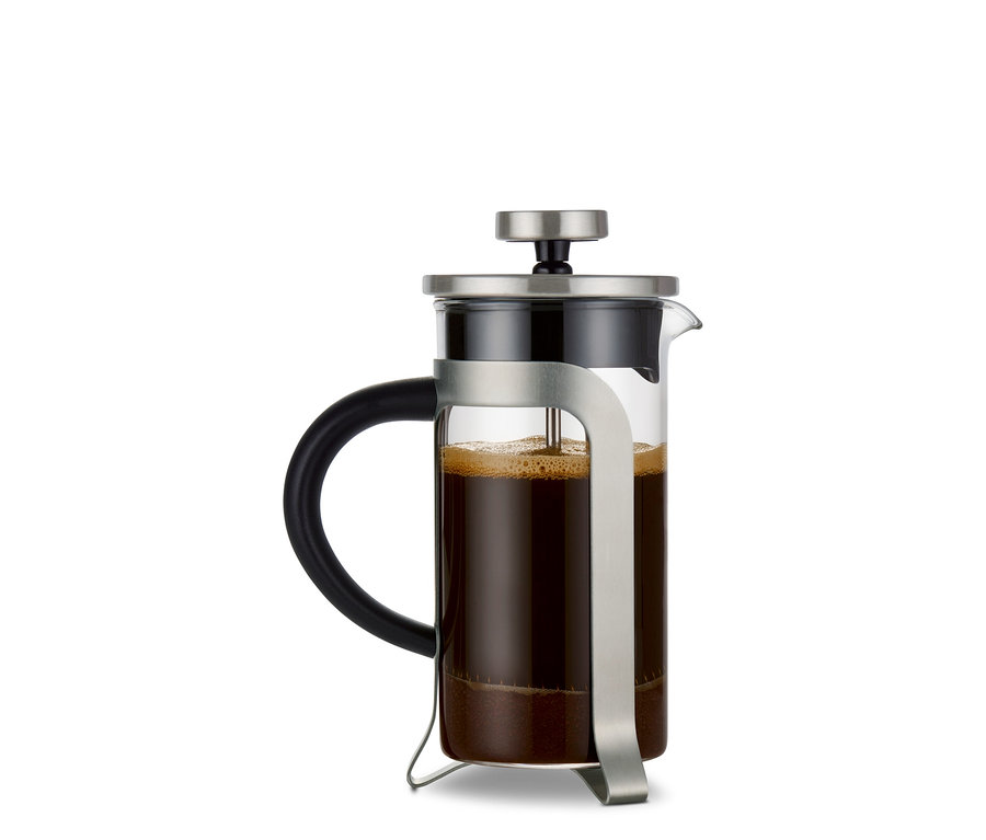 Cafetière à piston argentée de 300 ml pour 2 tasses.