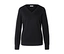 Pull noir à col en V, à manches longues et en maille fine.