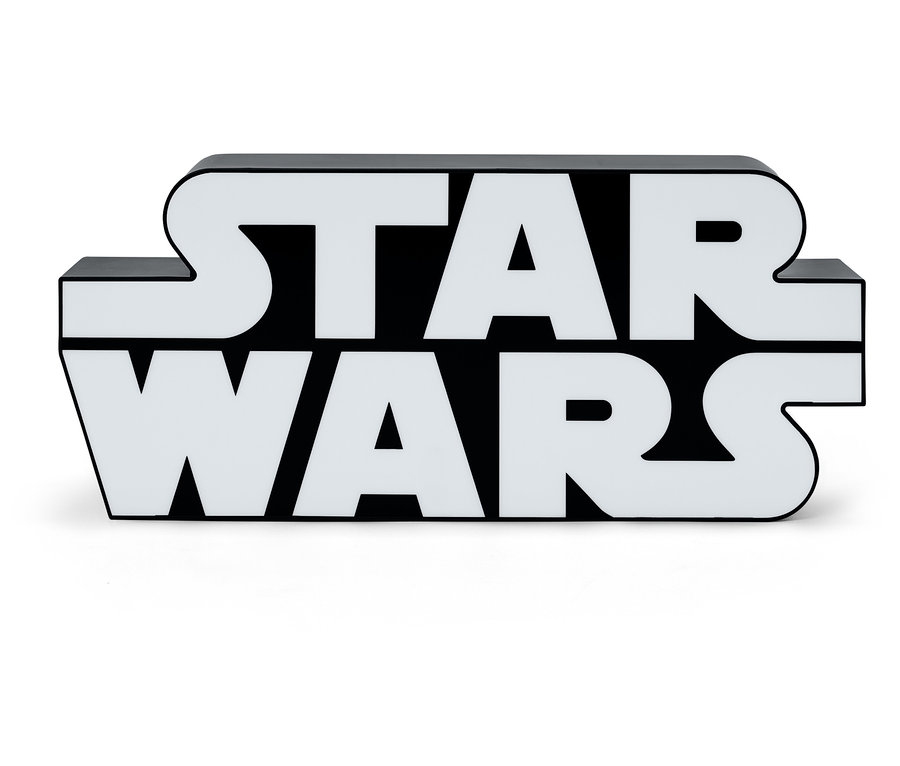 Lettrage noir Star Wars sur fond blanc.