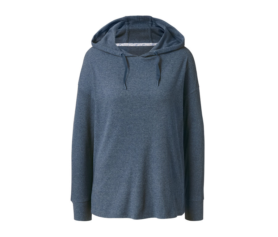 T-shirt relax à manches longues bleu avec capuche.