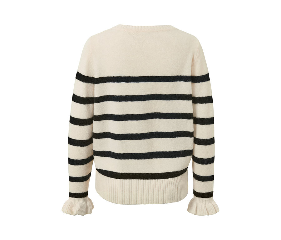 Pull en tricot avec poignets ruchés, à rayures.