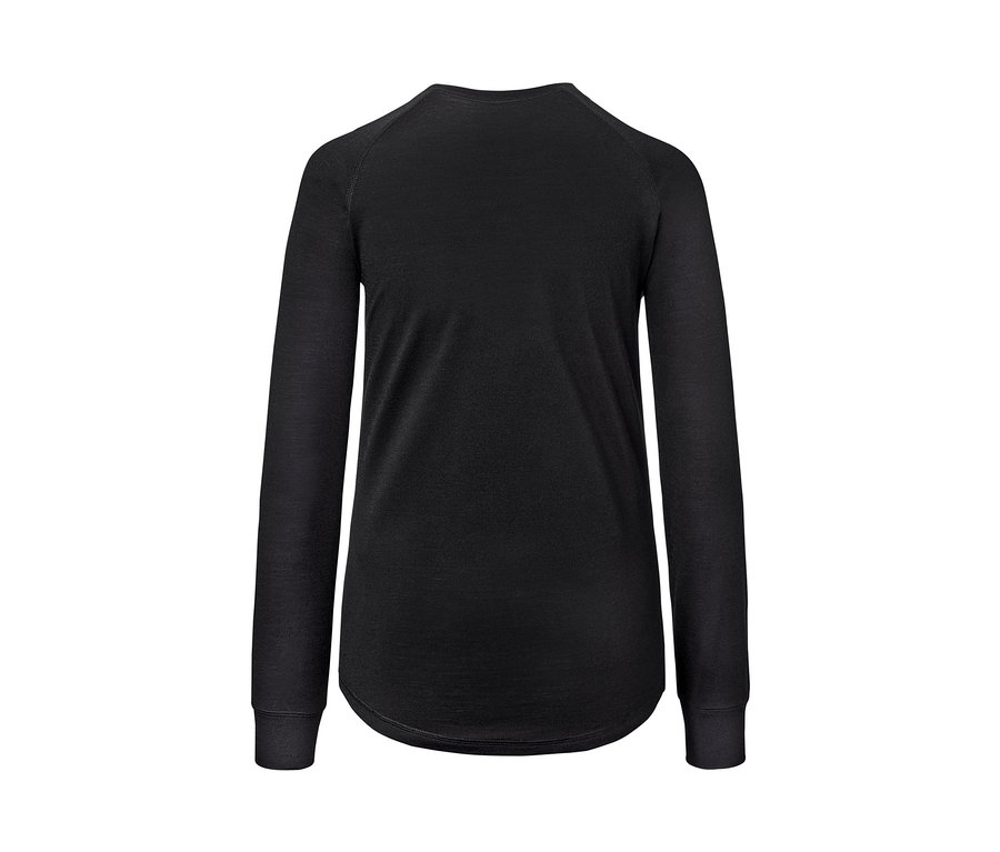T-shirt technique noir à manches longues en laine mérinos.