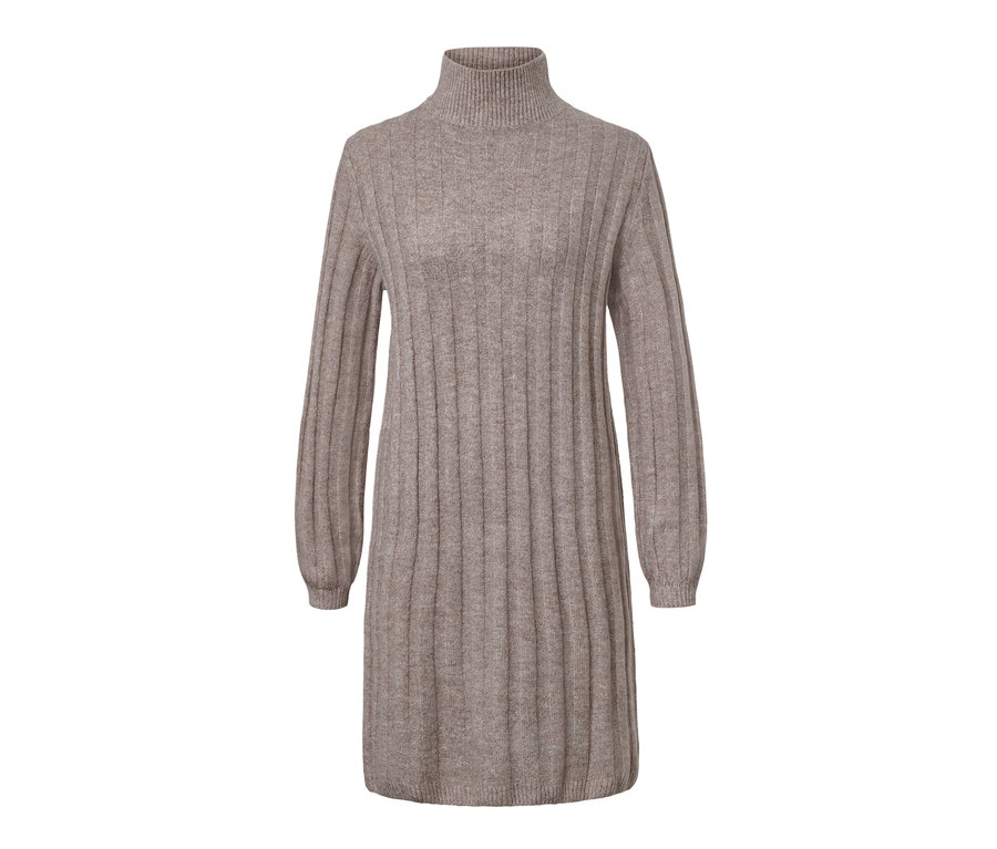 Robe en maille côtelée avec col montant.