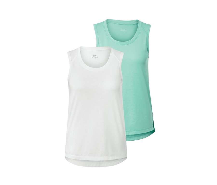 Deux tops de sport, menthe et blanc.
