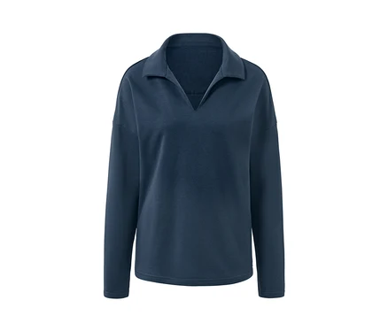 Sweat-shirt d’intérieur bleu marine avec col et manches longues.
