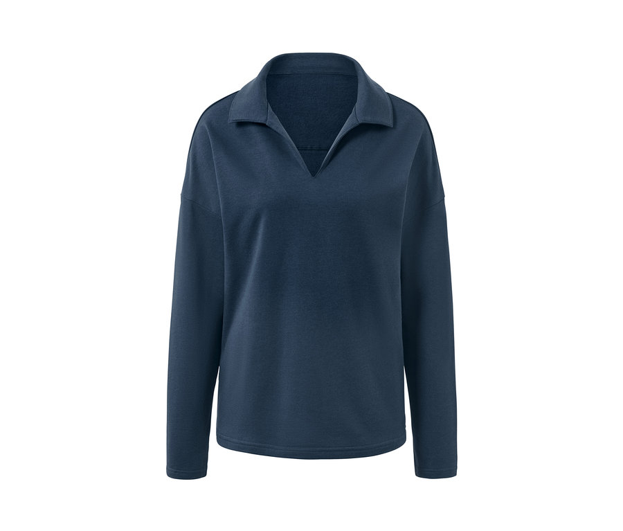 Sweat-shirt d’intérieur bleu marine avec col et manches longues.
