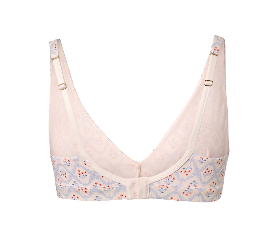 Vue arrière d'un soutien-gorge doux confortable avec un motif floral.