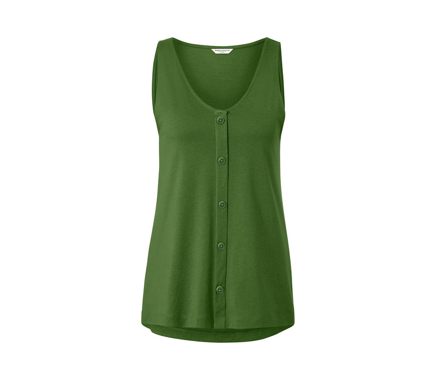 Haut vert avec patte de boutonnage.