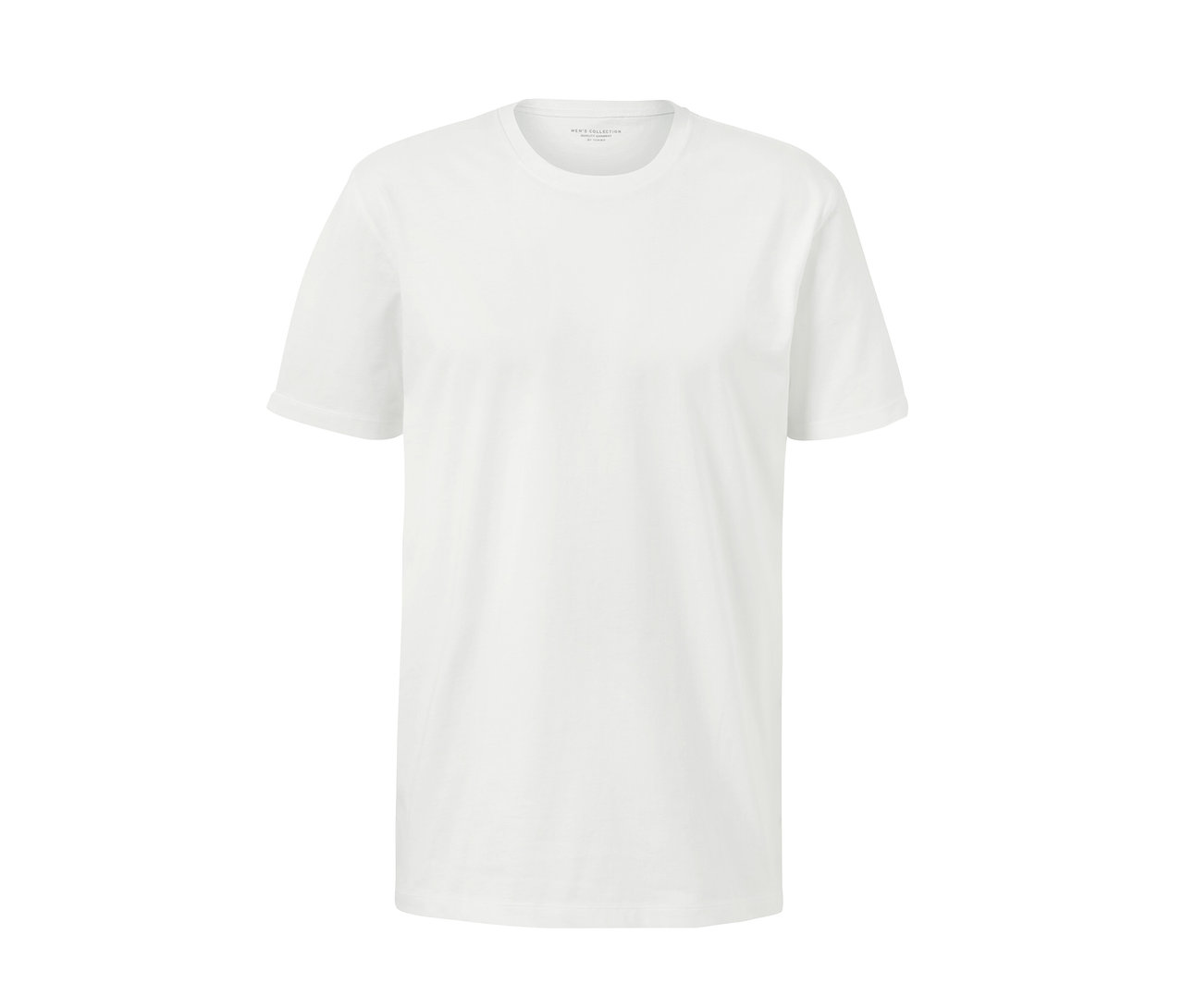 Un t-shirt blanc à encolure ronde.