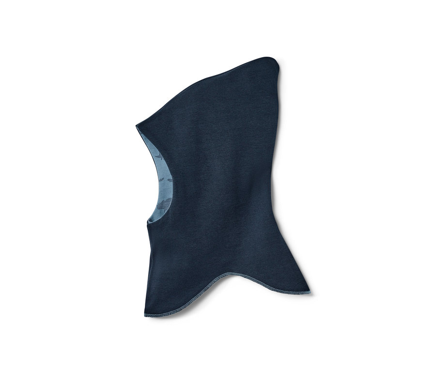 Cagoule réversible bleu marine pour enfant, dinosaure.