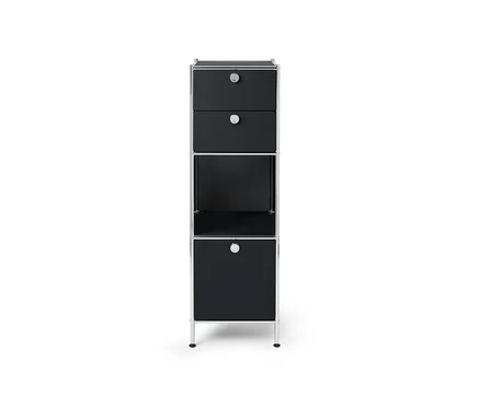 Commode étroite en métal « CN3 » avec deux tiroirs et 1 compartiment abattant.