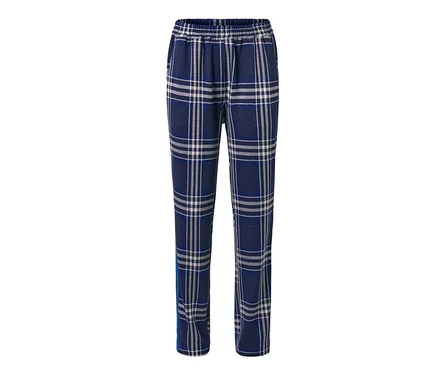 Pantalon de jogging bleu à carreaux.
