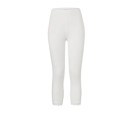 Legging 3/4 blanc avec bordure en dentelle.