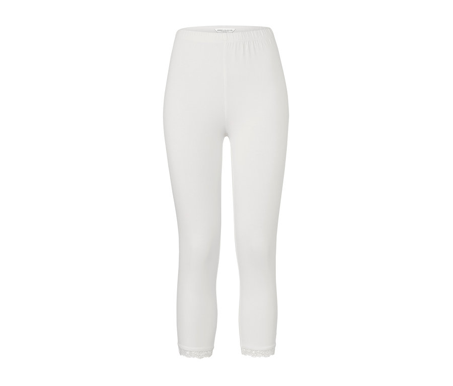 Legging 3/4 blanc avec bordure en dentelle.