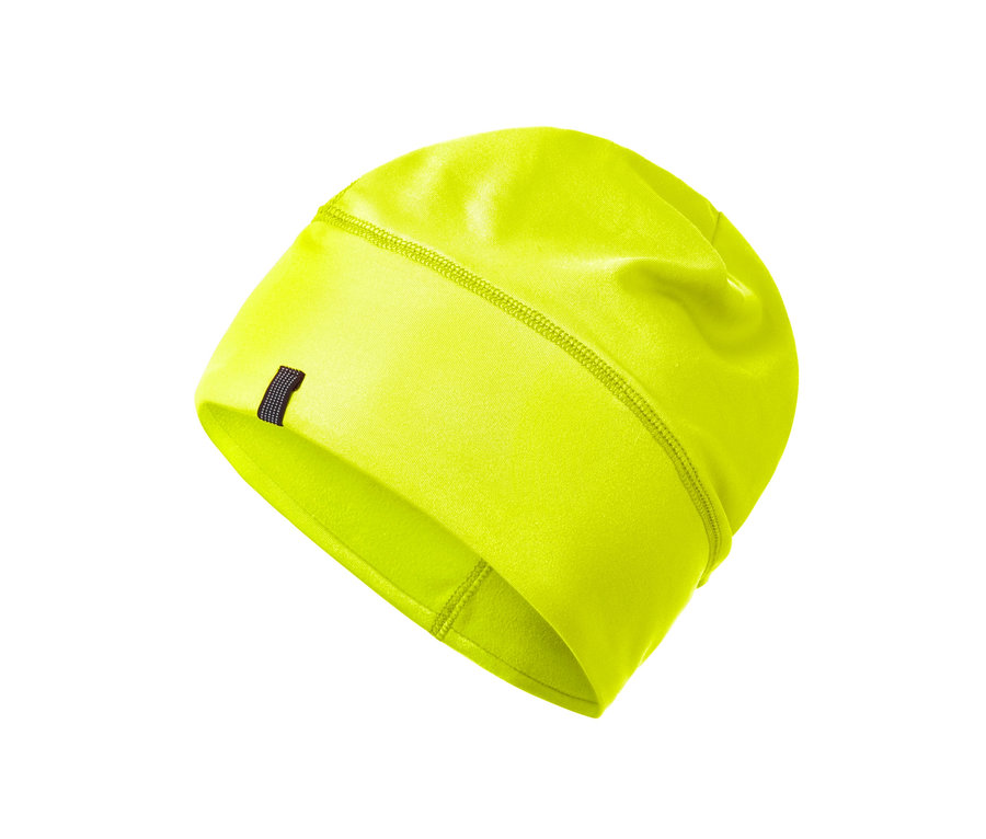 Bonnet thermique jaune fluo.