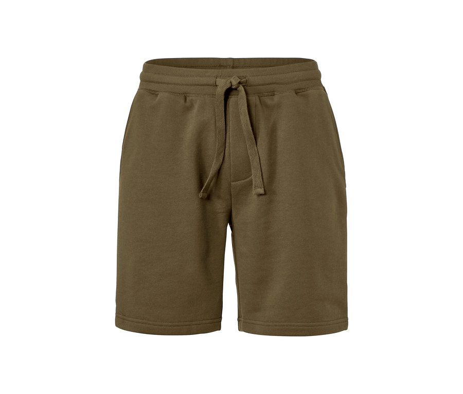 Short en sweat olive avec cordon de serrage à la taille.