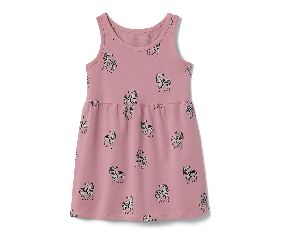 Robe en jersey rose pour enfant avec motif zébré.