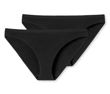 Deux mini-slips noirs SCHIESSER en coton bio.
