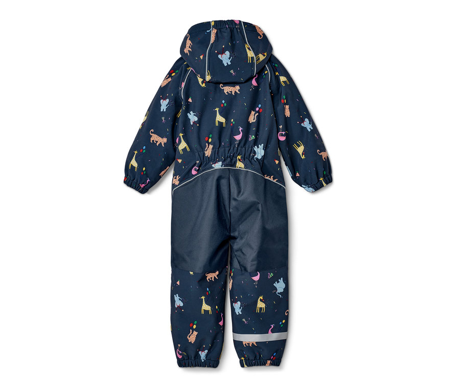 Combinaison en softshell pour enfant avec motif animalier vue de dos.