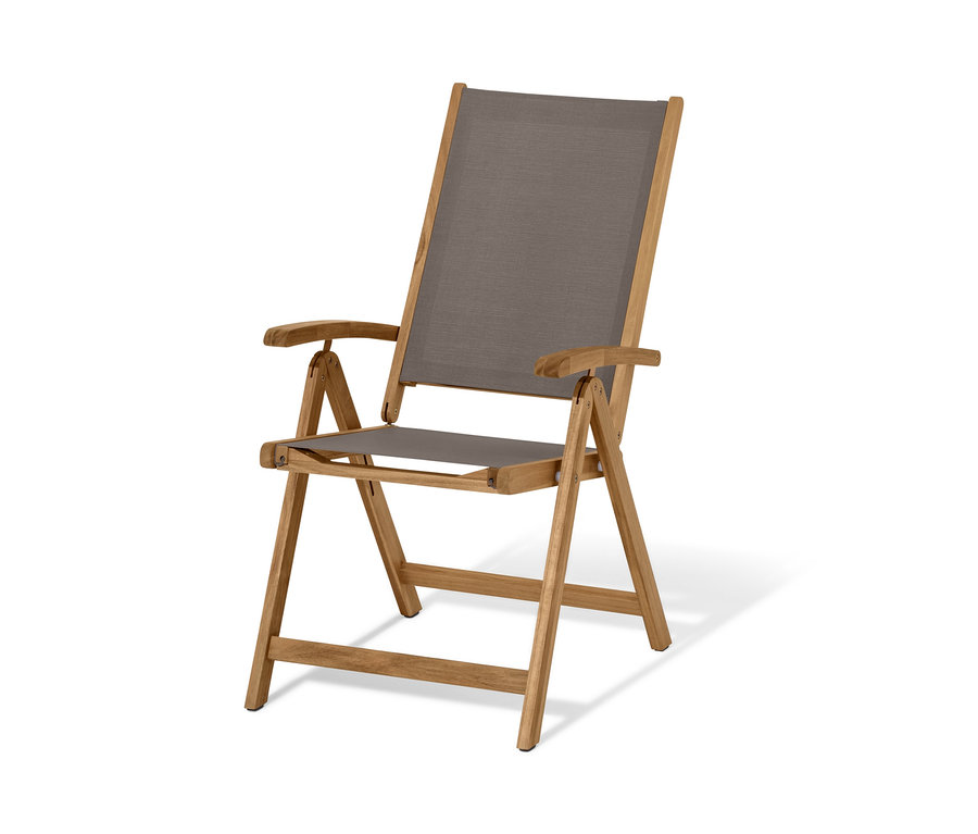 Chaise à dossier haut « Lenja » réglable, en bois et textile.