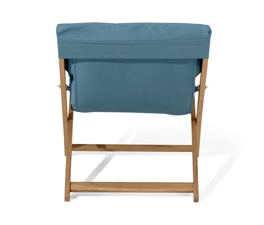 Fauteuil de relaxation pliant bleu-gris.