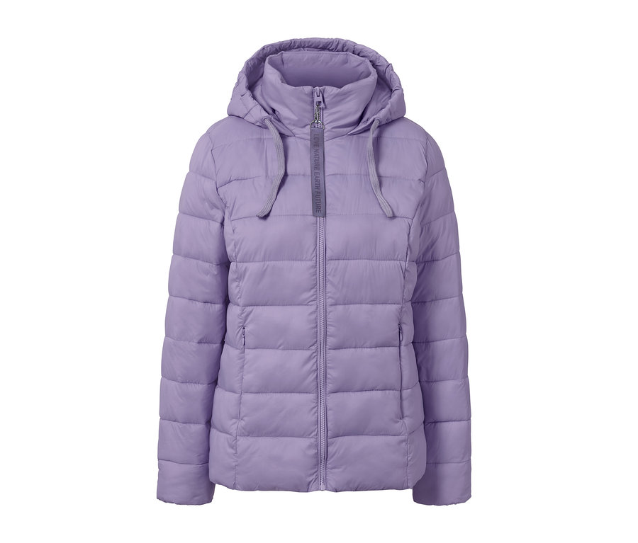 Veste surpiquée lilas avec capuche.