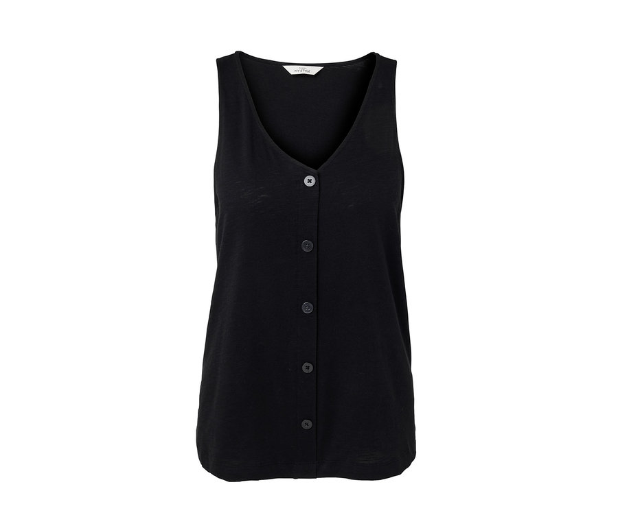 Haut noir en mélange de modal avec des boutons.