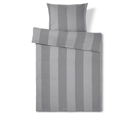 Parure de lit en flanelle noble, gris rayé, taille normale
