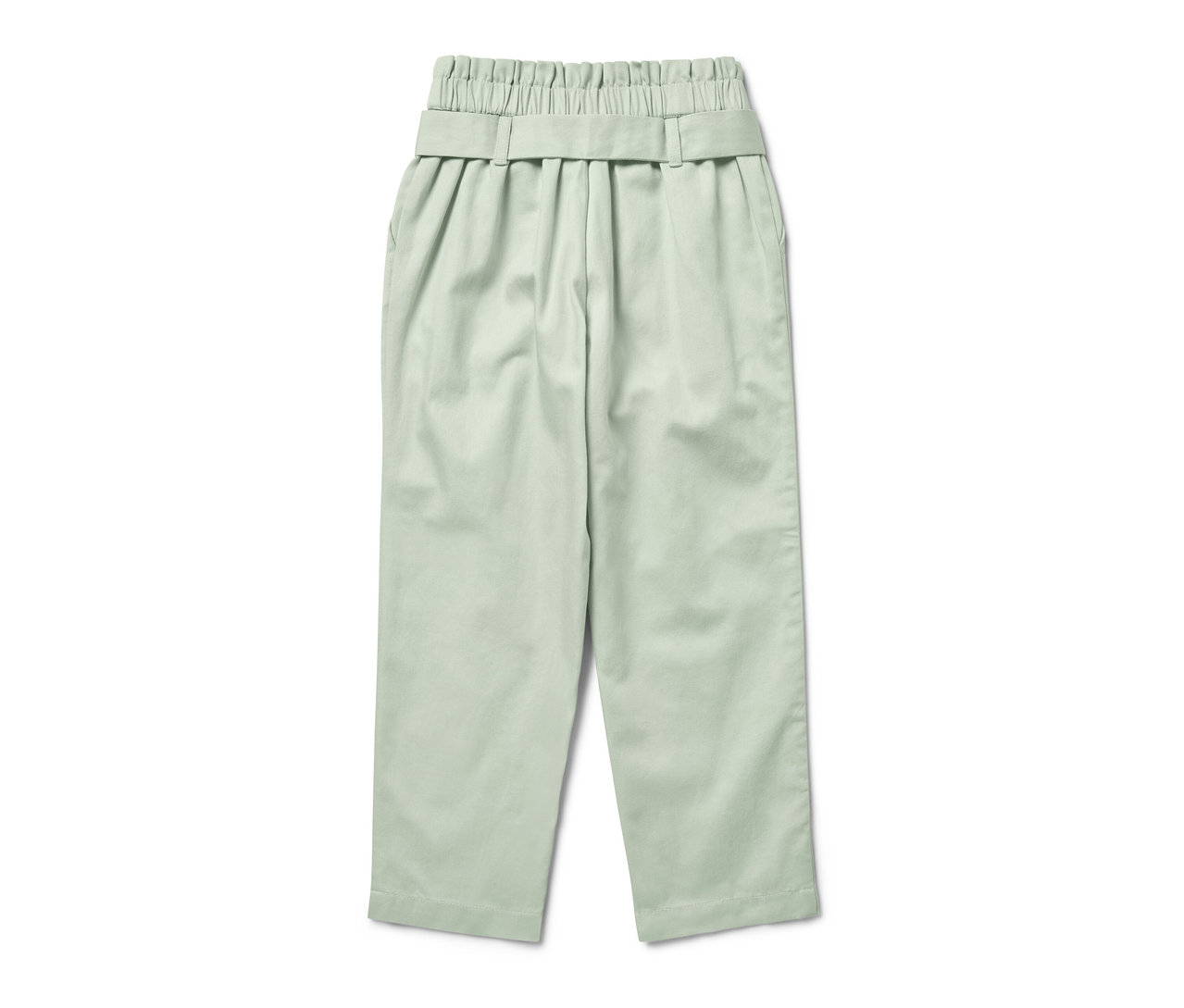 Pantalon à enfiler pour enfant de couleur claire avec ceinture élastique et ceinture.