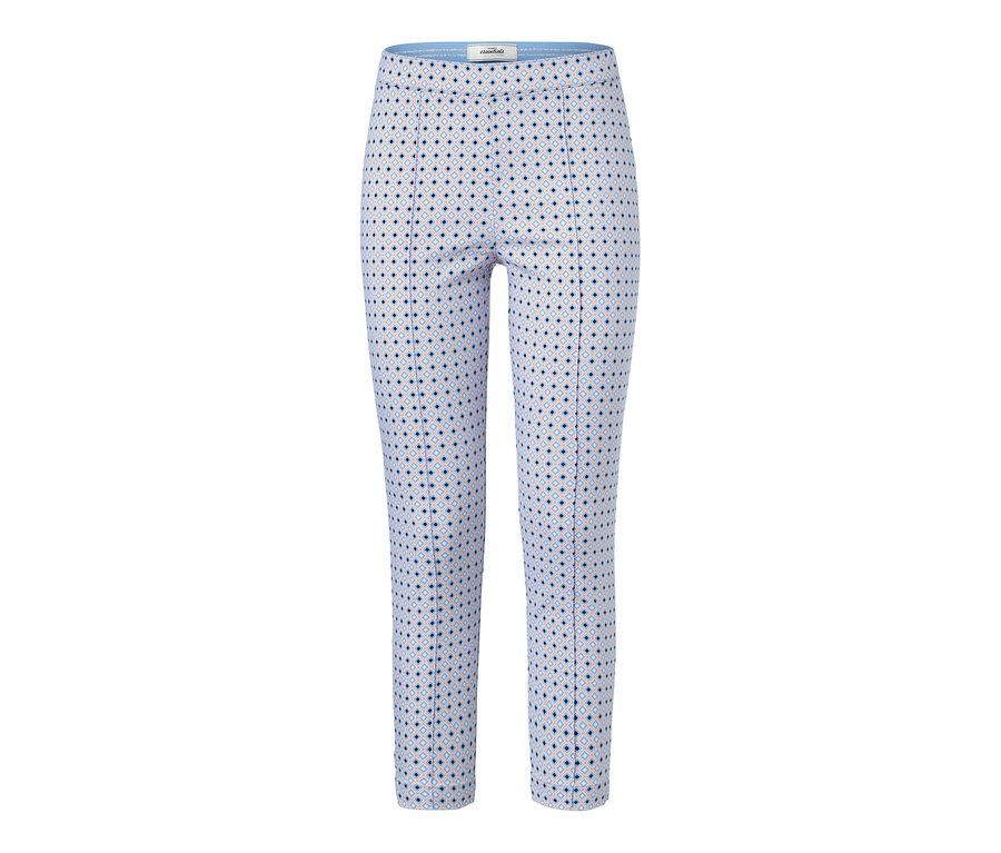Pantalon stretch imprimé 7/8 blanc.