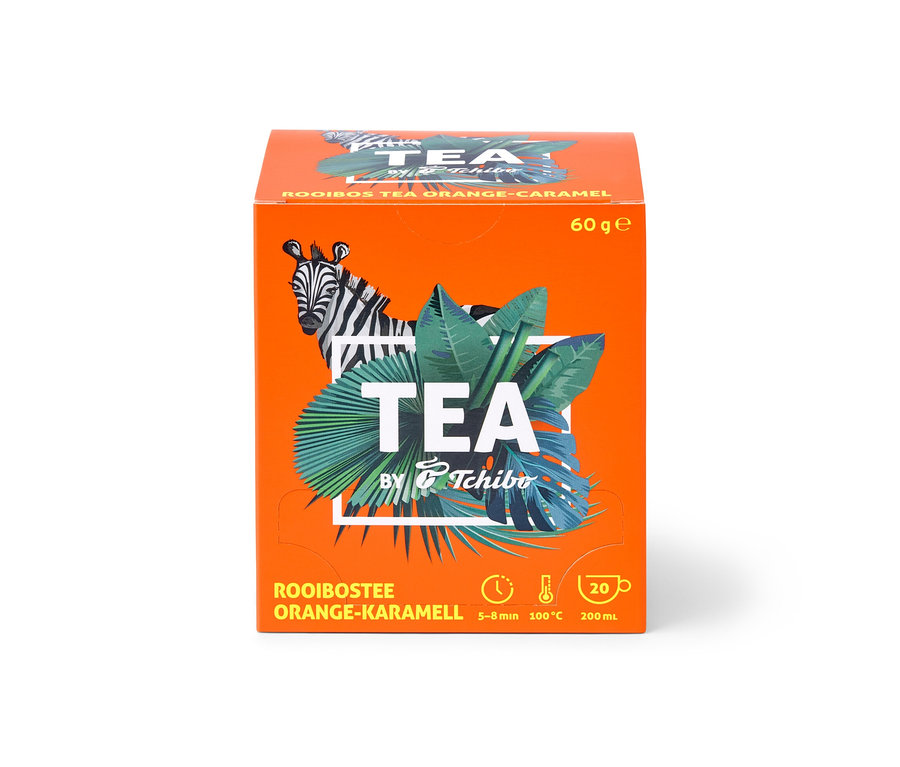 Boîte de TEA by Tchibo Rooibos orange-caramel – 8x 20 sachets.