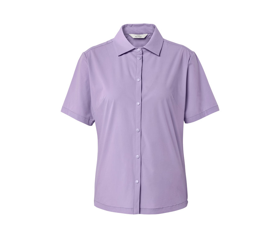 Blouse outdoor violette à manches courtes avec boutons.